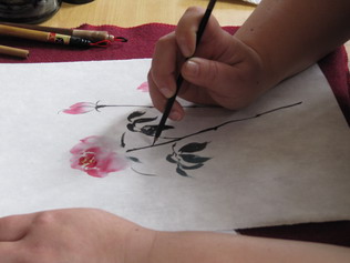 Close up of Chinese brush painting